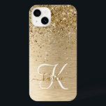 Faux Goud Geborsteld Metaal Glitter Monogram Naam<br><div class="desc">Pas dit trendy chic iPhone-chassis eenvoudig aan met  gouden mousserende glitter op een gouden geborstelde metalen achtergrond.</div>