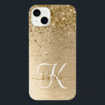 Faux Goud Geborsteld Metaal Glitter Monogram Naam<br><div class="desc">Pas dit trendy chic iPhone-chassis eenvoudig aan met  gouden mousserende glitter op een gouden geborstelde metalen achtergrond.</div>
