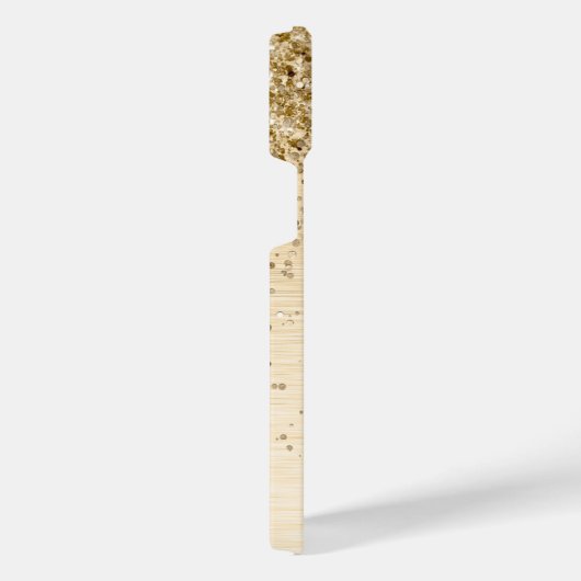 Faux Goud Geborsteld Metaal Glitter Monogram Naam iPhone Hoesje (Rechterkant)