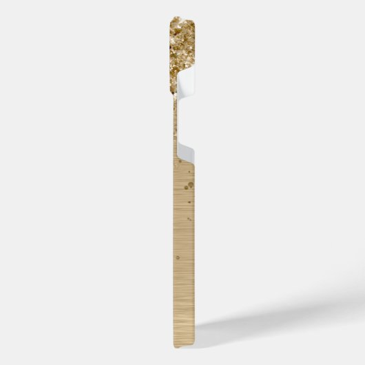 Faux Goud Geborsteld Metaal Glitter Monogram Naam iPhone Hoesje (Linkerkant)