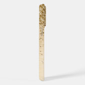 Faux Goud Geborsteld Metaal Glitter Monogram Naam iPhone Hoesje (Rechterkant)