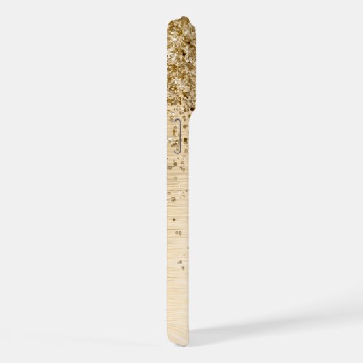 Faux Goud Geborsteld Metaal Glitter Monogram Naam iPhone Hoesje (Rechterkant)