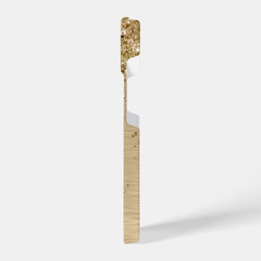 Faux Goud Geborsteld Metaal Glitter Monogram Naam iPhone Hoesje (Linkerkant)