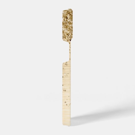 Faux Goud Geborsteld Metaal Glitter Monogram Naam iPhone Hoesje (Rechterkant)