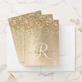 Faux Goud Geborsteld Metaal Glitter Print Monogram