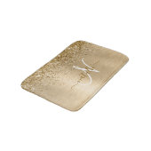 Faux Goud Geborsteld Metaal Glitter Print Monogram Badmat (Gekanteld)