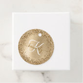 Faux Goud Geborsteld Metaal Glitter Print Monogram Bedankjes Labels (In situ)