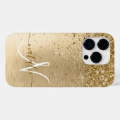Faux Goud Geborsteld Metaal Glitter Print Monogram Case-Mate iPhone Case (Achterkant (horizontaal))