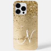 Faux Goud Geborsteld Metaal Glitter Print Monogram Case-Mate iPhone Case (Achterkant)