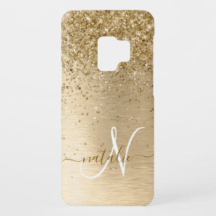 Faux Goud Geborsteld Metaal Glitter Print Monogram Case-Mate Samsung Galaxy S9 Hoesje