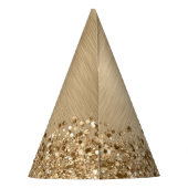 Faux Goud Geborsteld Metaal Glitter Print Monogram Feesthoedjes (Achterkant)