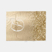 Faux Goud Geborsteld Metaal Glitter Print Monogram Fleece Deken (Voorkant (Horizontaal))