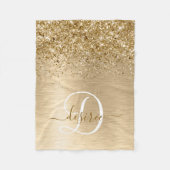 Faux Goud Geborsteld Metaal Glitter Print Monogram Fleece Deken (Voorkant)