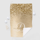 Faux Goud Geborsteld Metaal Glitter Print Monogram Golfhanddoek (Insitu)