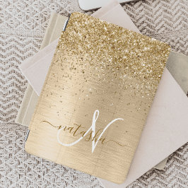 Faux Goud Geborsteld Metaal Glitter Print Monogram iPad Mini Cover