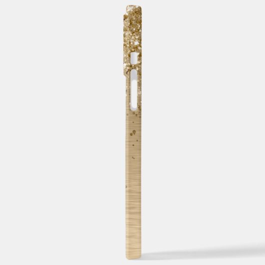 Faux Goud Geborsteld Metaal Glitter Print Monogram iPhone Hoesje (Linkerkant)