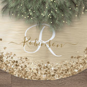 Faux Goud Geborsteld Metaal Glitter Print Monogram Kerstboom Rok
