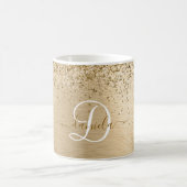 Faux Goud Geborsteld Metaal Glitter Print Monogram Koffiemok (Center)