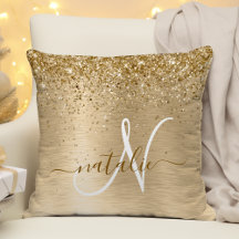 Faux Goud Geborsteld Metaal Glitter Print Monogram