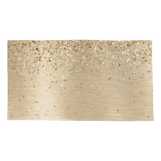 Faux Goud Geborsteld Metaal Glitter Print Monogram Kussensloop (Achterkant)