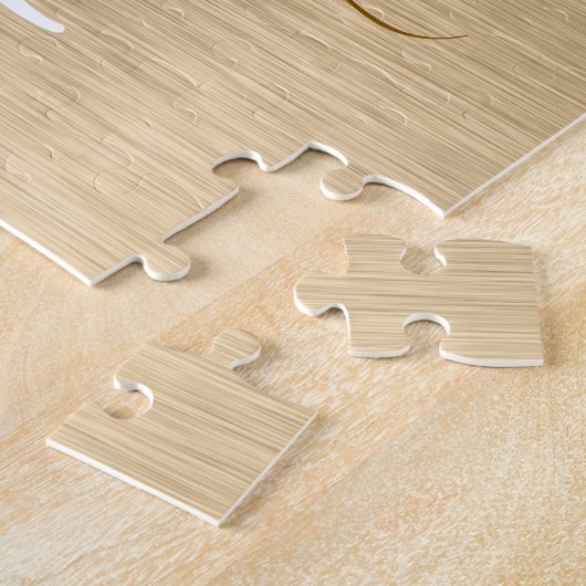 Faux Goud Geborsteld Metaal Glitter Print Monogram Legpuzzel (Zijkant)