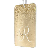 Faux Goud Geborsteld Metaal Glitter Print Monogram Luchtverfrisser (Links)