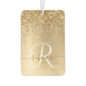 Faux Goud Geborsteld Metaal Glitter Print Monogram Luchtverfrisser (Achterkant)