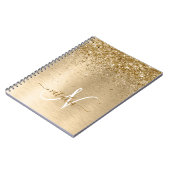 Faux Goud Geborsteld Metaal Glitter Print Monogram Notitieboek (Linkerzijde)