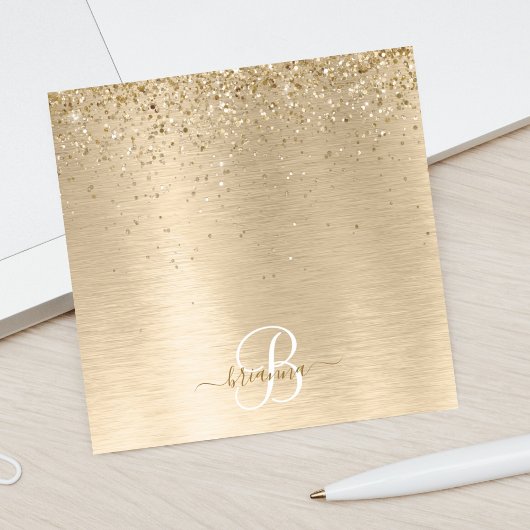 Faux Goud Geborsteld Metaal Glitter Print Monogram Post-it® Notes