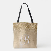 Faux Goud Geborsteld Metaal Glitter Print Monogram Tote Bag (Achterkant)