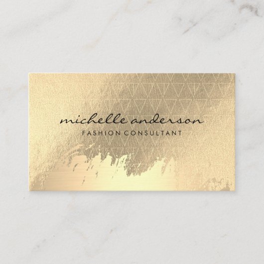 Faux goud geborsteld Metallic goud driehoek patroo Visitekaartje (Voorkant)
