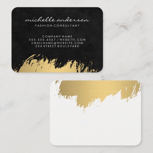 Faux goud geborsteld / zwart Lux Visitekaartje (Voorkant / Achterkant)