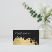 Faux goud geborsteld / zwart visitekaartje (Staand voorkant)