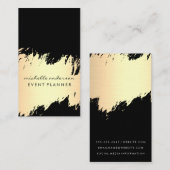 Faux goud geborsteld / zwart visitekaartje (Voorkant / Achterkant)