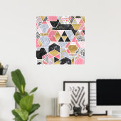 faux goud glitter marmer geometrisch ontwerp poster (Thuiskantoor)