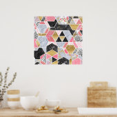 faux goud glitter marmer geometrisch ontwerp poster (Keuken)