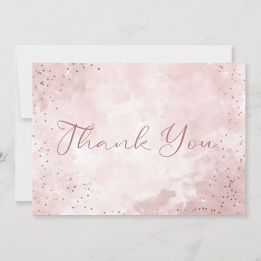 Faux Goud Glitter & Roze Moderne Bruiloft Bedankkaart (Voorkant)