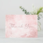 Faux Goud Glitter & Roze Moderne Bruiloft Bedankkaart (Staand voorkant)