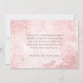 Faux Goud Glitter & Roze Moderne Bruiloft Bedankkaart (Achterkant)