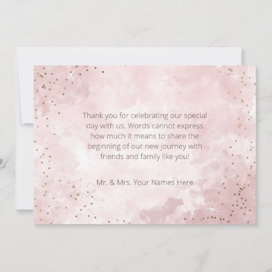 Faux Goud Glitter & Roze Moderne Bruiloft Bedankkaart (Achterkant)