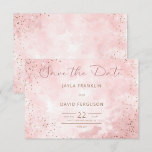 Faux Goud Glitter & Roze Moderne Bruiloft Save The Date