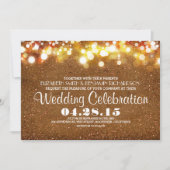 Faux Goud Glitter String Lights Uitnodiging van de (Voorkant)