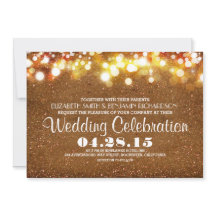 Faux Goud Glitter String Lights Uitnodiging van de