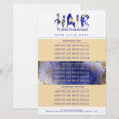Faux goud haar stylist salon service prijslijst briefpapier (Voorkant / Achterkant)