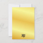Faux Goud Handgeschreven Monogrammed Custom Notitiekaartje (Achterkant)