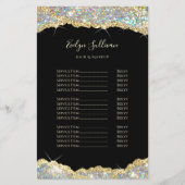 Faux goud iriserende glitter prijslijst flyer (Voorkant)
