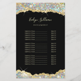 Faux goud iriserende glitter prijslijst flyer