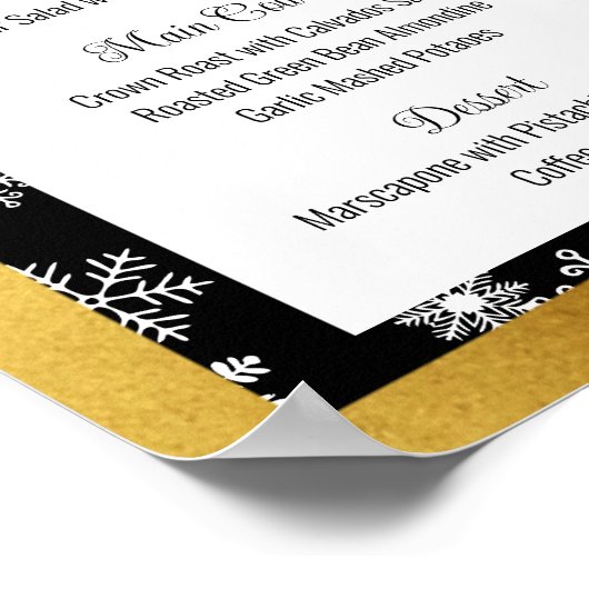 Faux goud Kerstdiner feest catering menu Poster (Hoek)