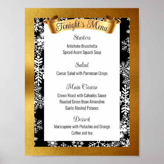 Faux goud Kerstdiner feest catering menu Poster (Voorkant)