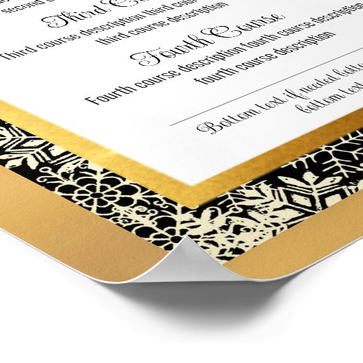 Faux goud Kerstdiner feest catering menu Poster (Hoek)